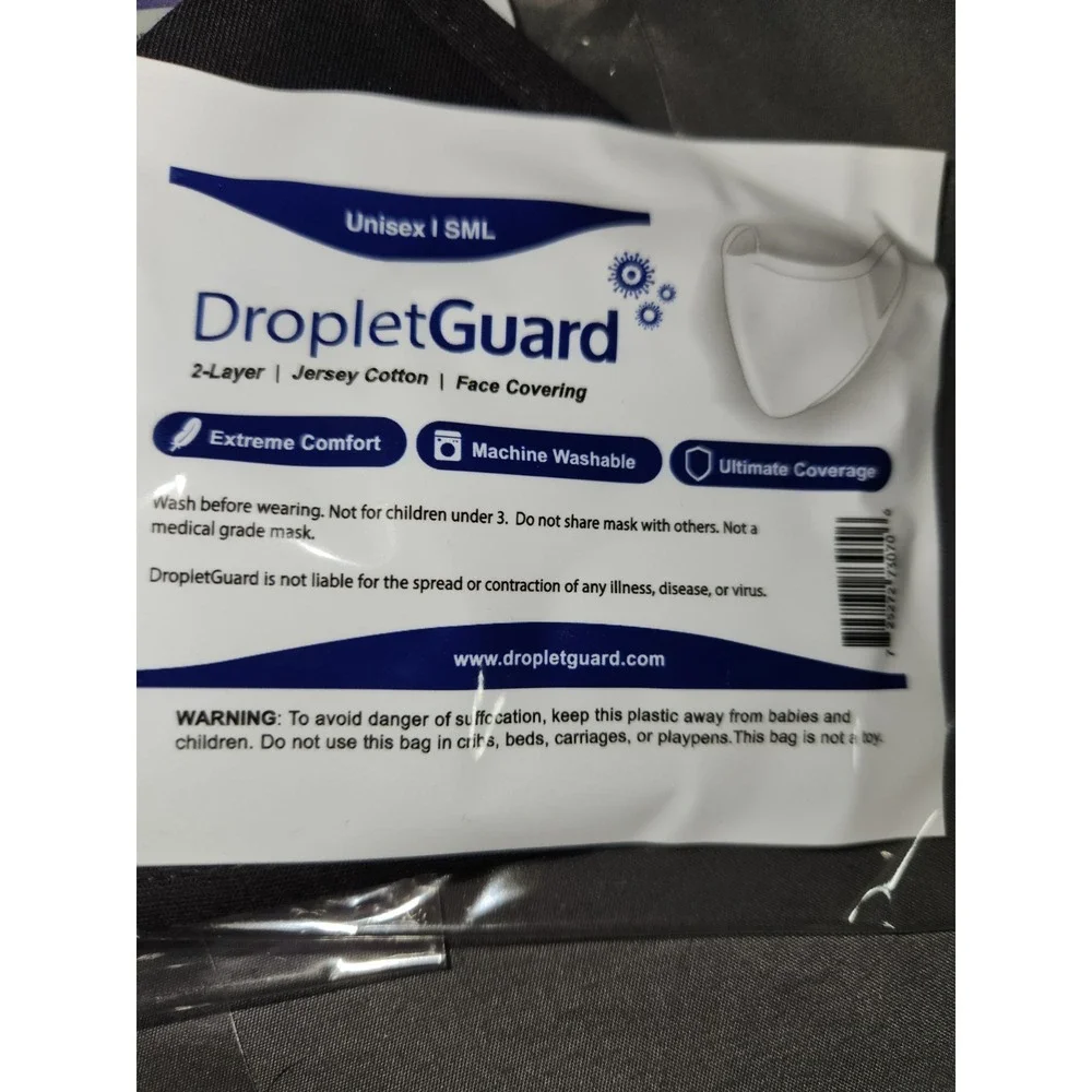 (67) Lot of Unisex Black Droplet Guard‎ 2 Layer Jersey Cotton Face Covering Mask